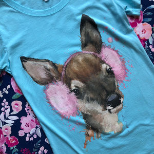 LAST CALL! ModCloth Watercolor Deer Graphic Tee, M